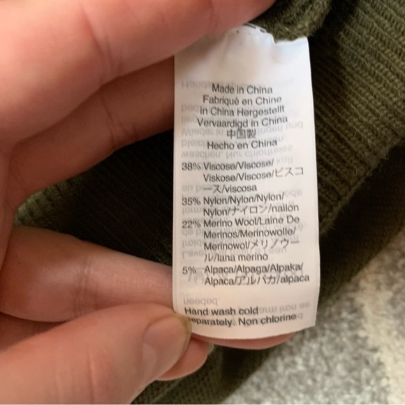 Madewell Olive Army Green V-neck Wool Blend Sweater - Picture 3 of 3